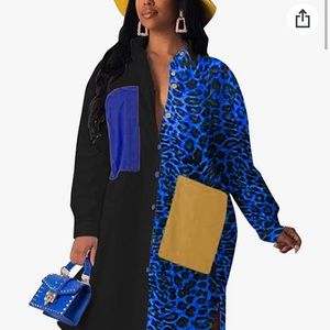 Down Blouse Loose Shirts Casual Dresses with Pocket